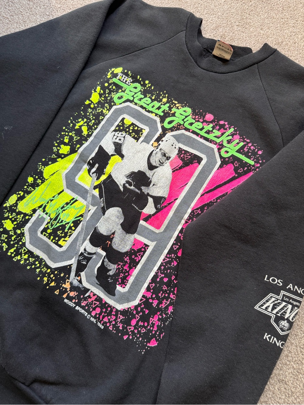 Rare Vintage 80s Wayne Gretzky Fruit of the Loom Crewneck Sweater LA Kings GOAT